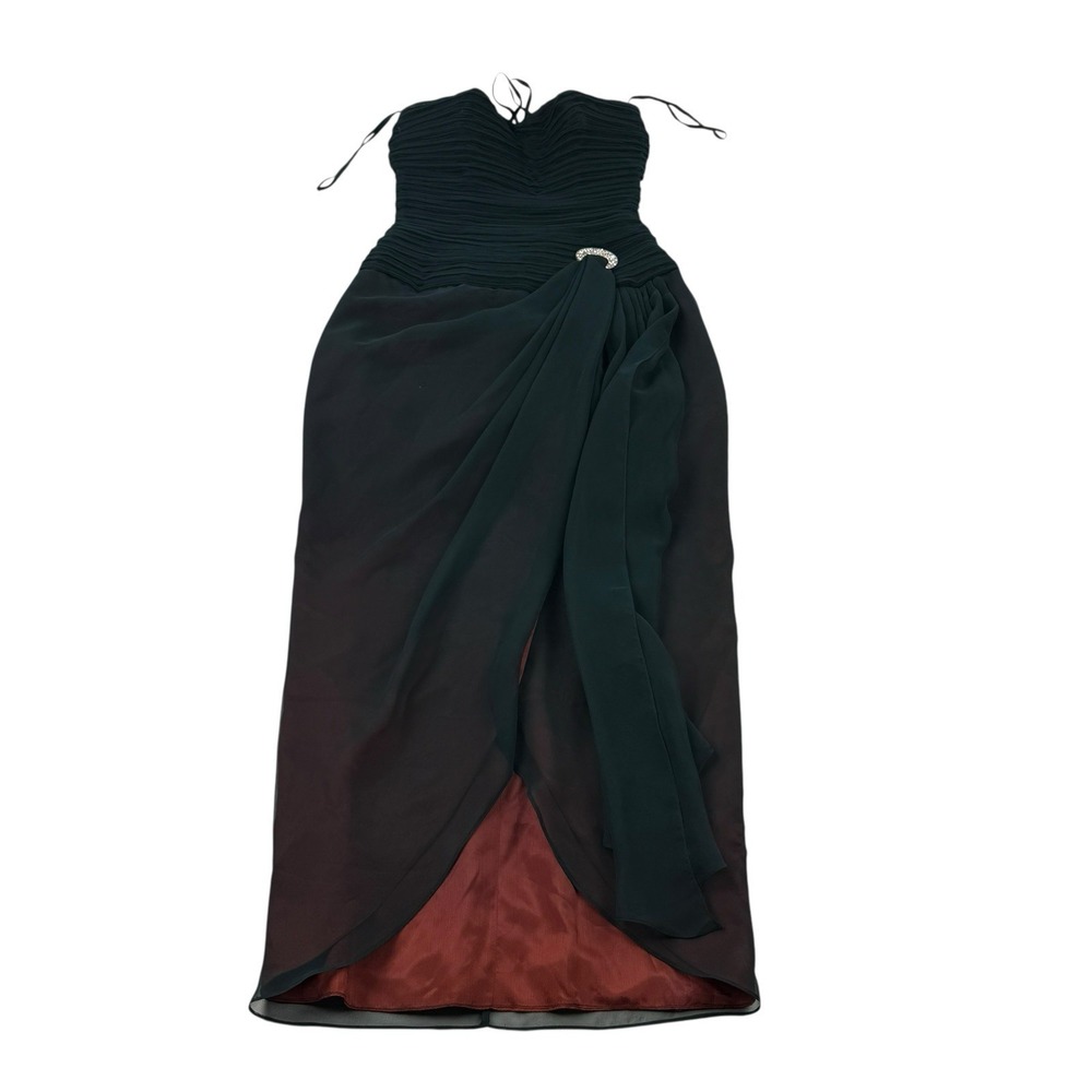 Carol Mignon Boutique Green Strapless Lace Dress Red Liner Women's Size 8‎